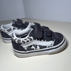 Vans Off The Wall Oldskool Leopard Print Strap Sneakers Gray US 4 Toddler